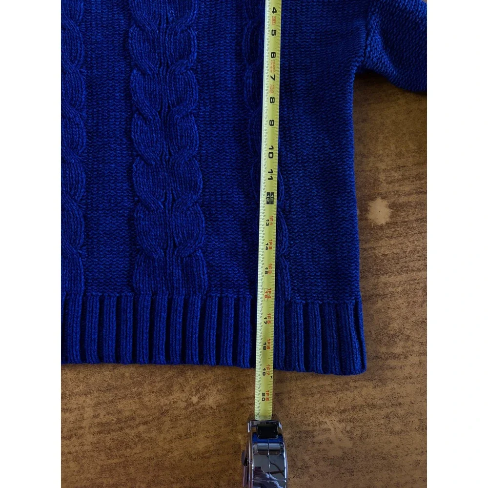 Pink Republic Girls Cobalt Blue Cable Knit Sweater Crew‎ Neck Size L 14